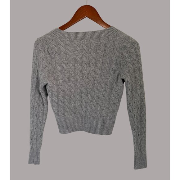 J.Crew Gray Cashmere Cable-Knit V-Neck Button-Up Cardigan Sweater S - Picture 6 of 9